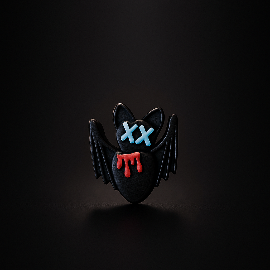 <Design> guitar headstock ozzy bat charm on <electric/acoustic> — HeadSnaps UK